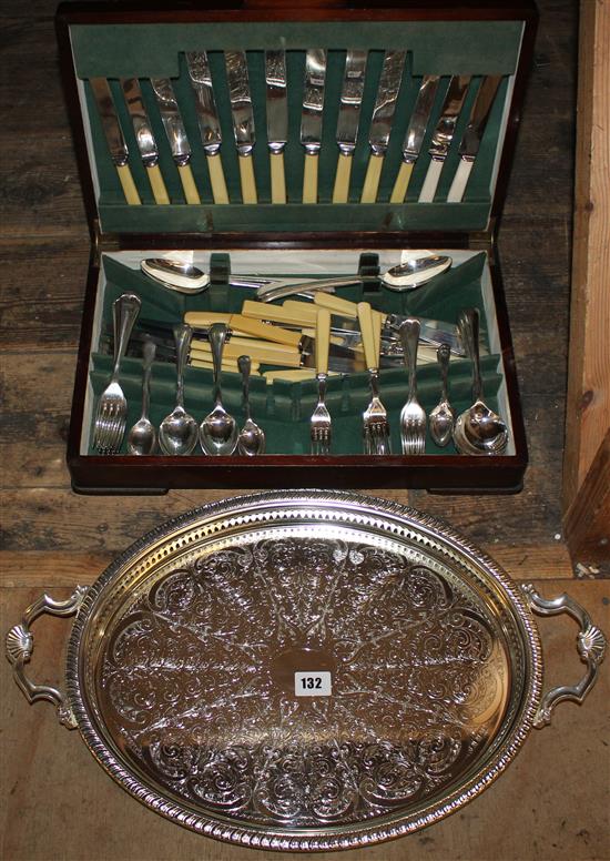 Plated tray & canteen of cutlery